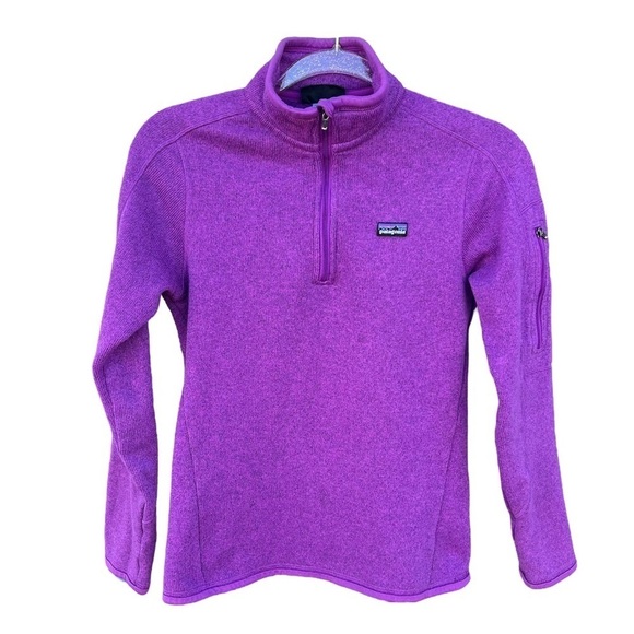 Patagonia Better Sweater 1/4 Zip Pullover Plum Purple Zip Pocket Mock Neck Small - Picture 1 of 12